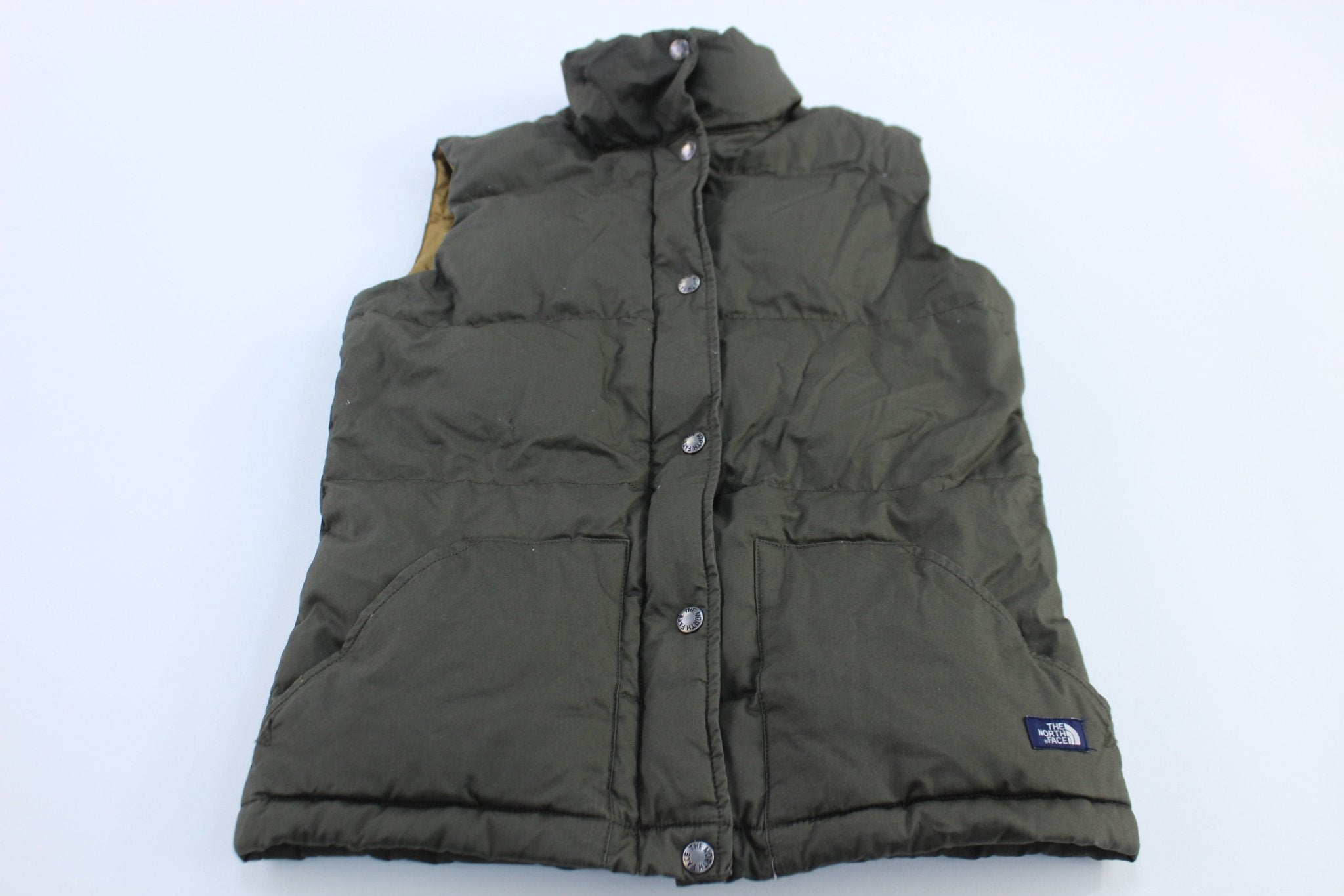The North Face Logo Patch Green Puffer Vest - ThriftedThreads.com
