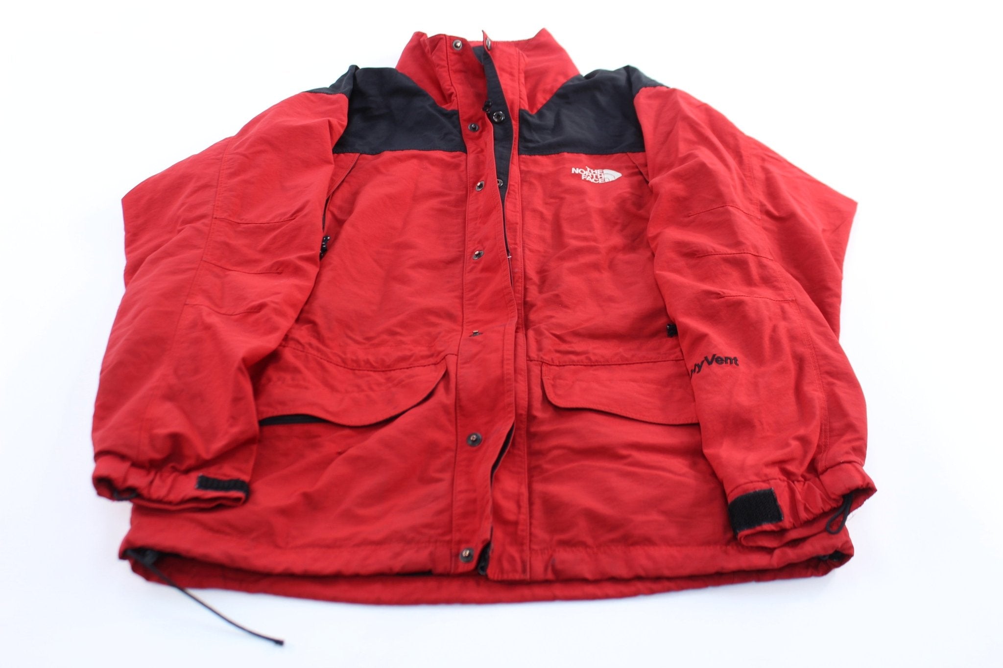 The North Face Red & Black HyVent Zip Up Jacket - ThriftedThreads.com