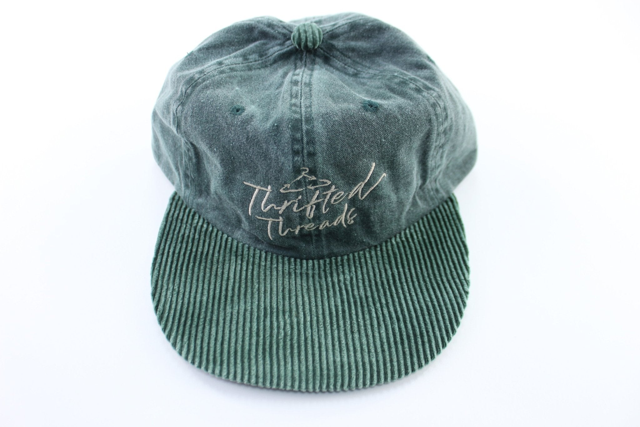 Thrifted Threads Green Corduroy Trucker Hat - ThriftedThreads.com