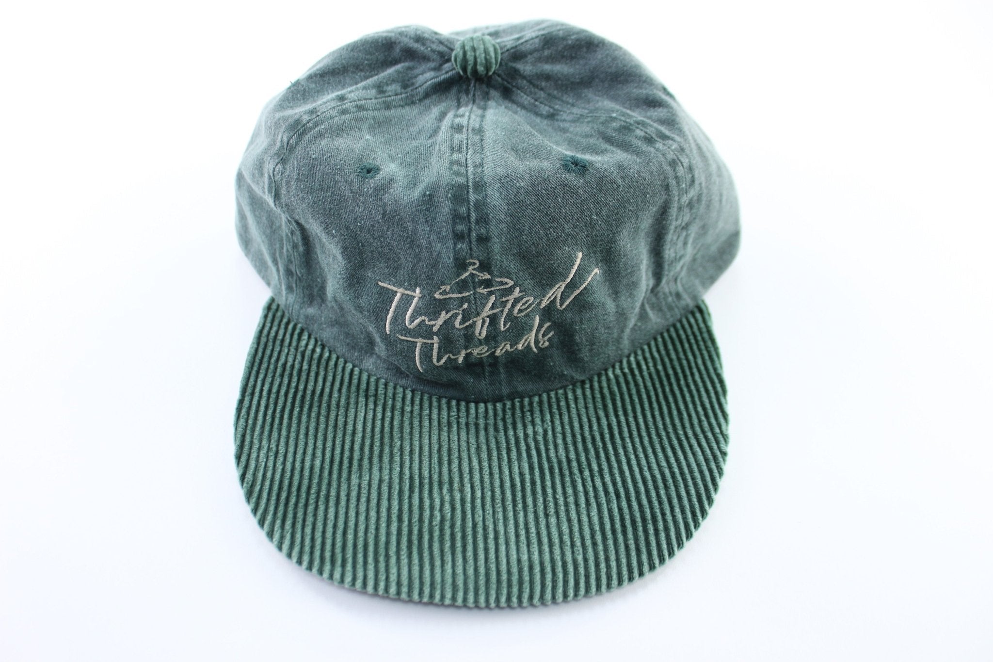 Thrifted Threads Green Corduroy Trucker Hat - Hats - Thrifted Threads