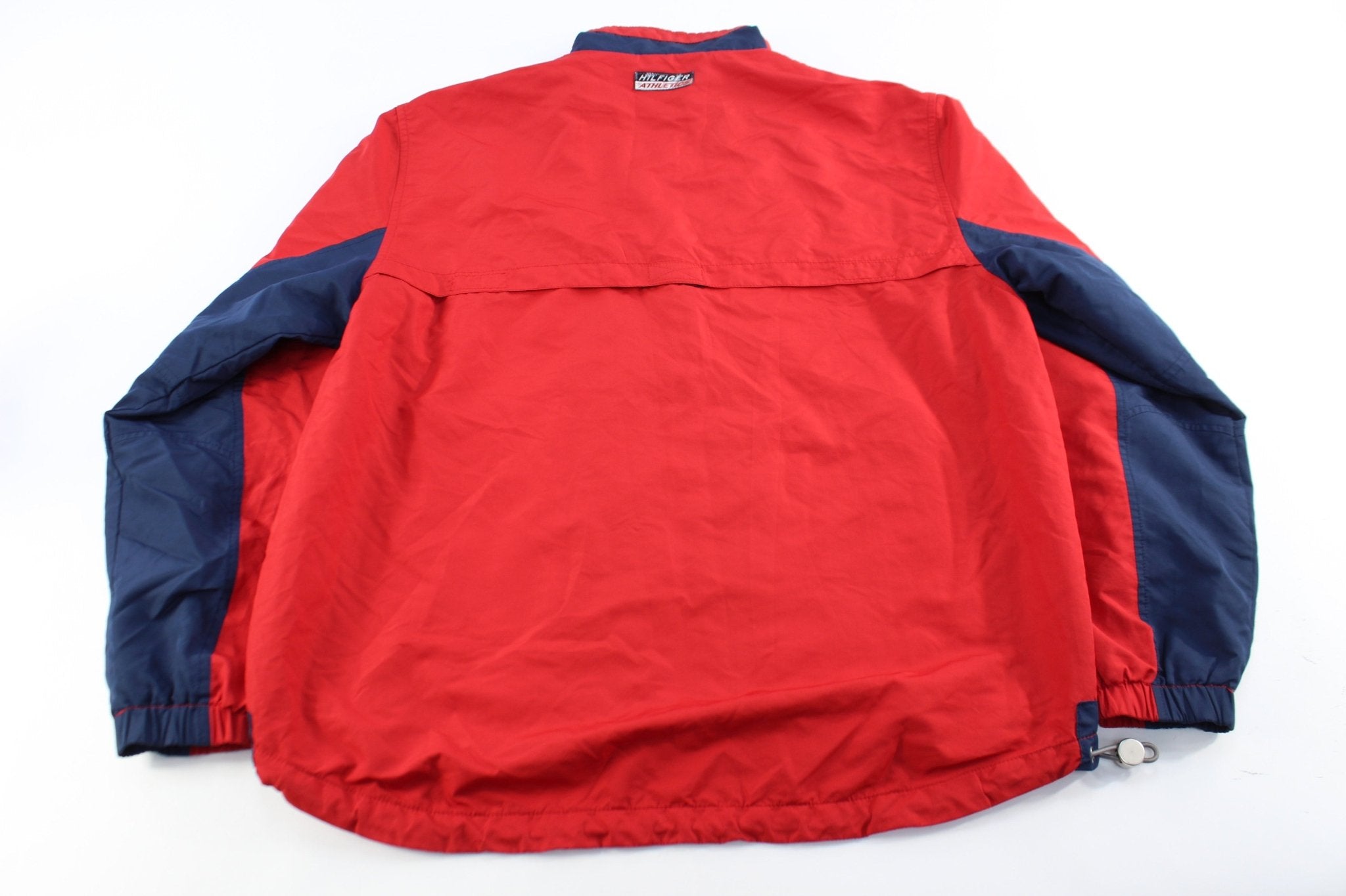 Tommy Hilfiger Athletics Embroidered Navy Blue & Red Zip Up Jacket - ThriftedThreads.com