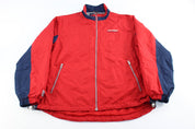 Tommy Hilfiger Athletics Embroidered Navy Blue & Red Zip Up Jacket - ThriftedThreads.com