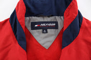 Tommy Hilfiger Athletics Embroidered Navy Blue & Red Zip Up Jacket - ThriftedThreads.com