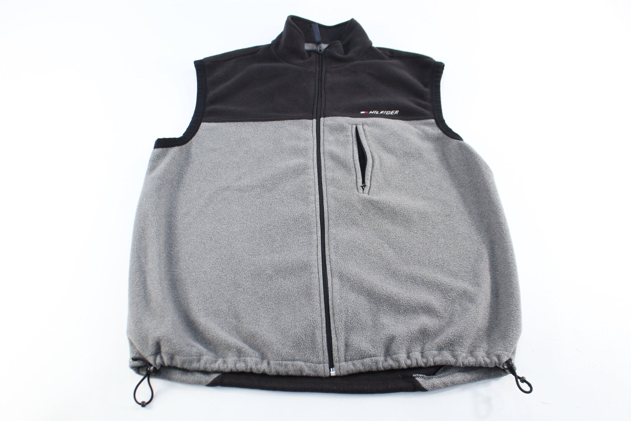 Tommy Hilfiger Embroidered Black & Grey Zip Up Vest - ThriftedThreads.com