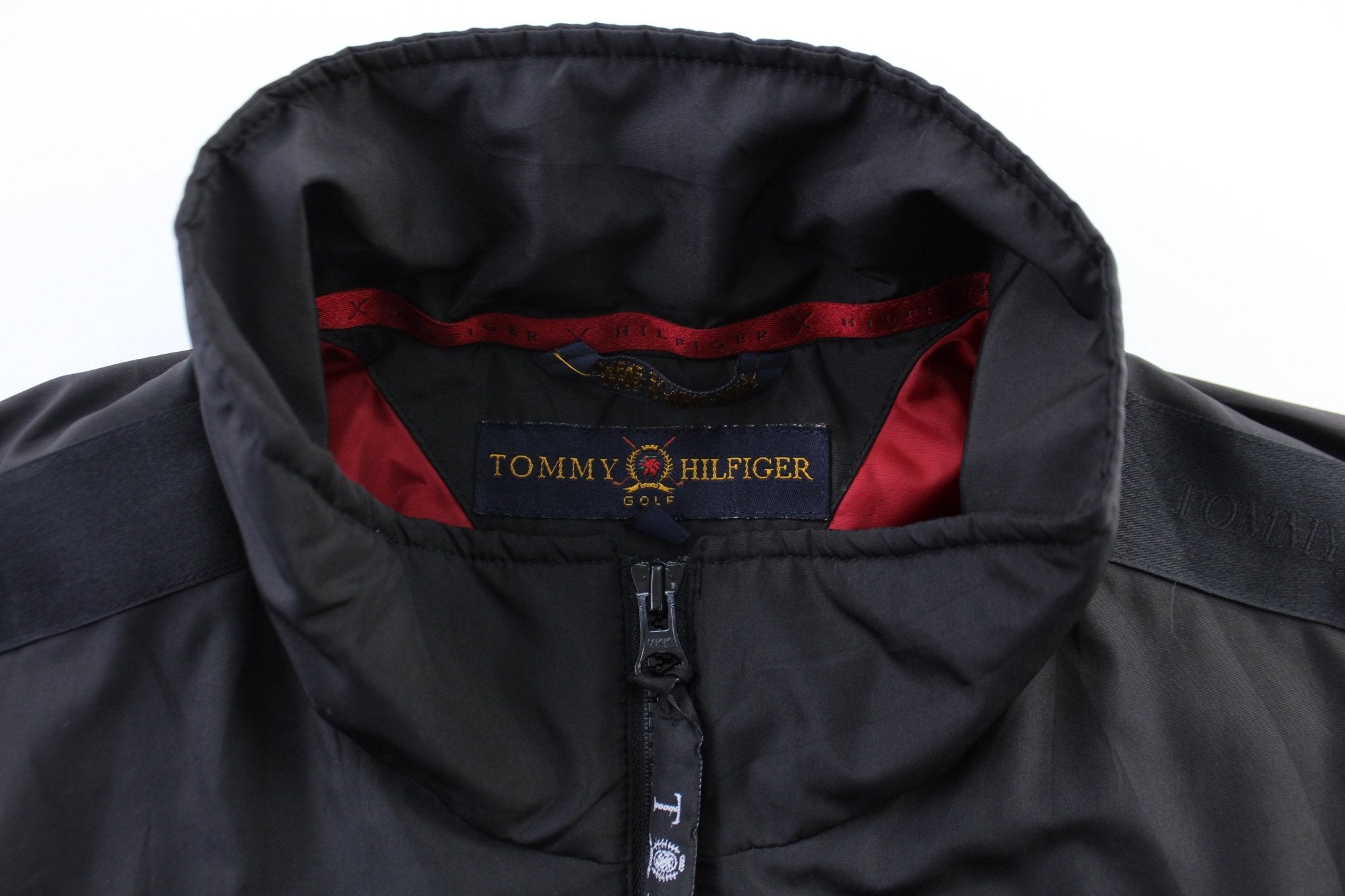 Tommy Hilfiger Embroidered Logo Black Zip Up Vest - ThriftedThreads.com