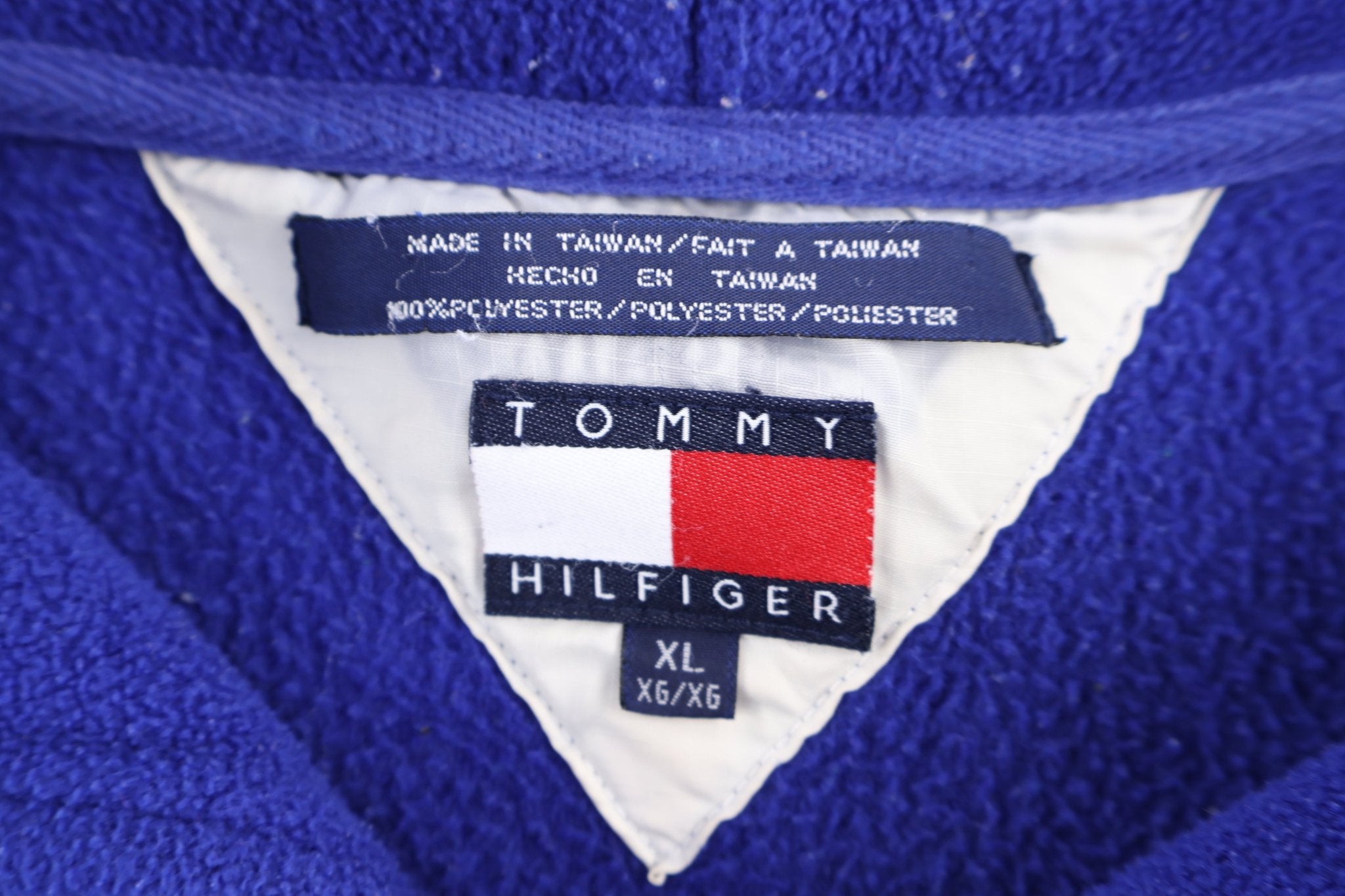 Tommy Hilfiger Embroidered Logo Blue Fleece Pullover - Sweater - Thrifted Threads