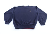 Tommy Hilfiger Embroidered Logo Blue Knit Sweater - ThriftedThreads.com