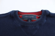 Tommy Hilfiger Embroidered Logo Blue Sweater - ThriftedThreads.com