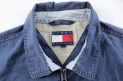 Tommy Hilfiger Embroidered Logo Blue Zip Up Jacket - ThriftedThreads.com