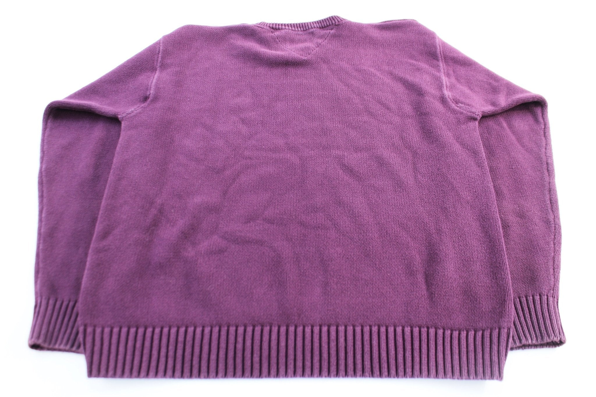 Tommy Hilfiger Embroidered Logo Burgundy Knit Sweater - Sweater - Thrifted Threads
