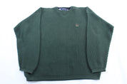 Tommy Hilfiger Embroidered Logo Green Pullover Sweater - ThriftedThreads.com