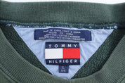 Tommy Hilfiger Embroidered Logo Green Sweatshirt - ThriftedThreads.com