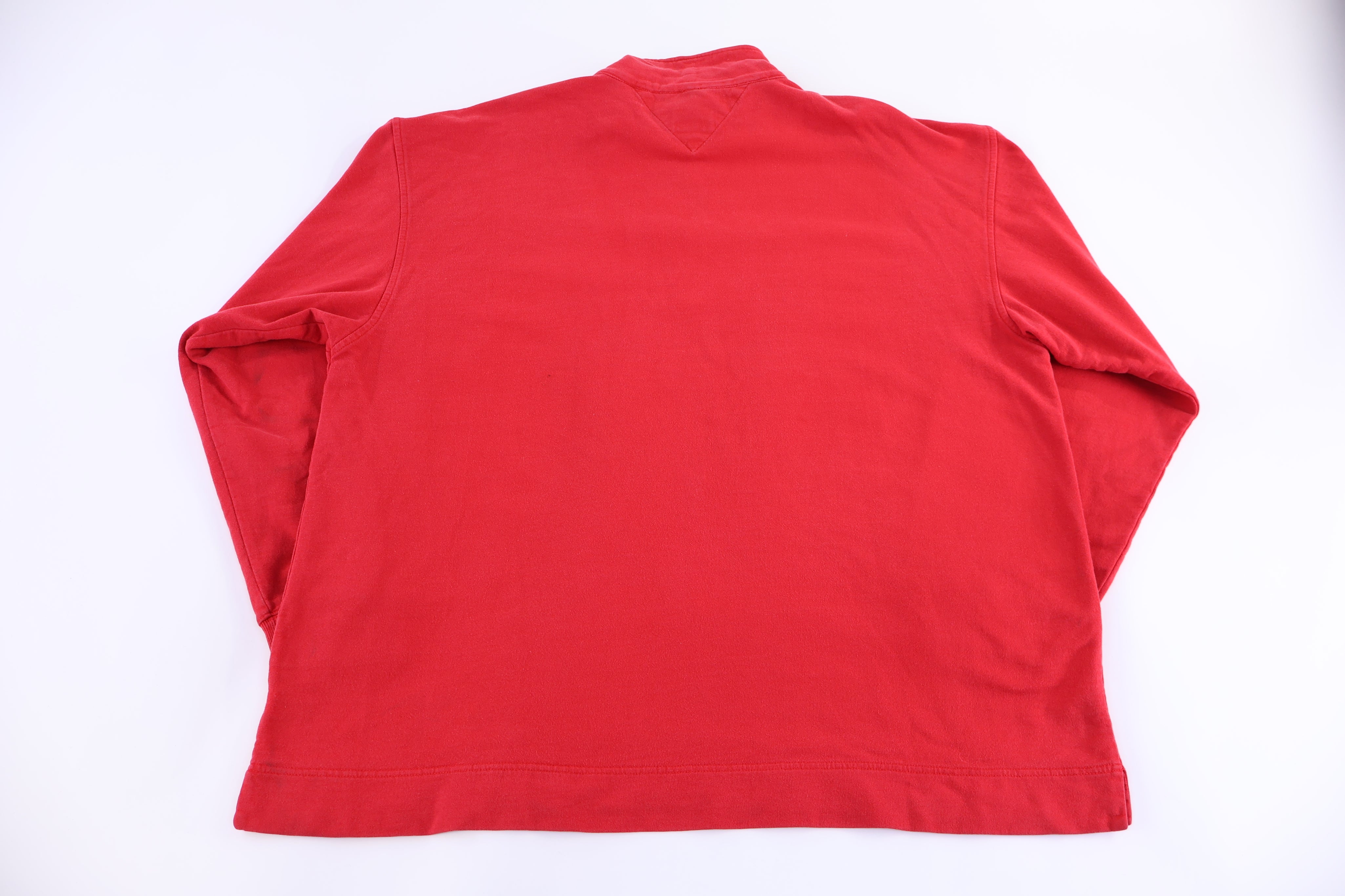 Tommy Hilfiger Embroidered Logo Red Quarter Zip Sweater - Sweater - Thrifted Threads