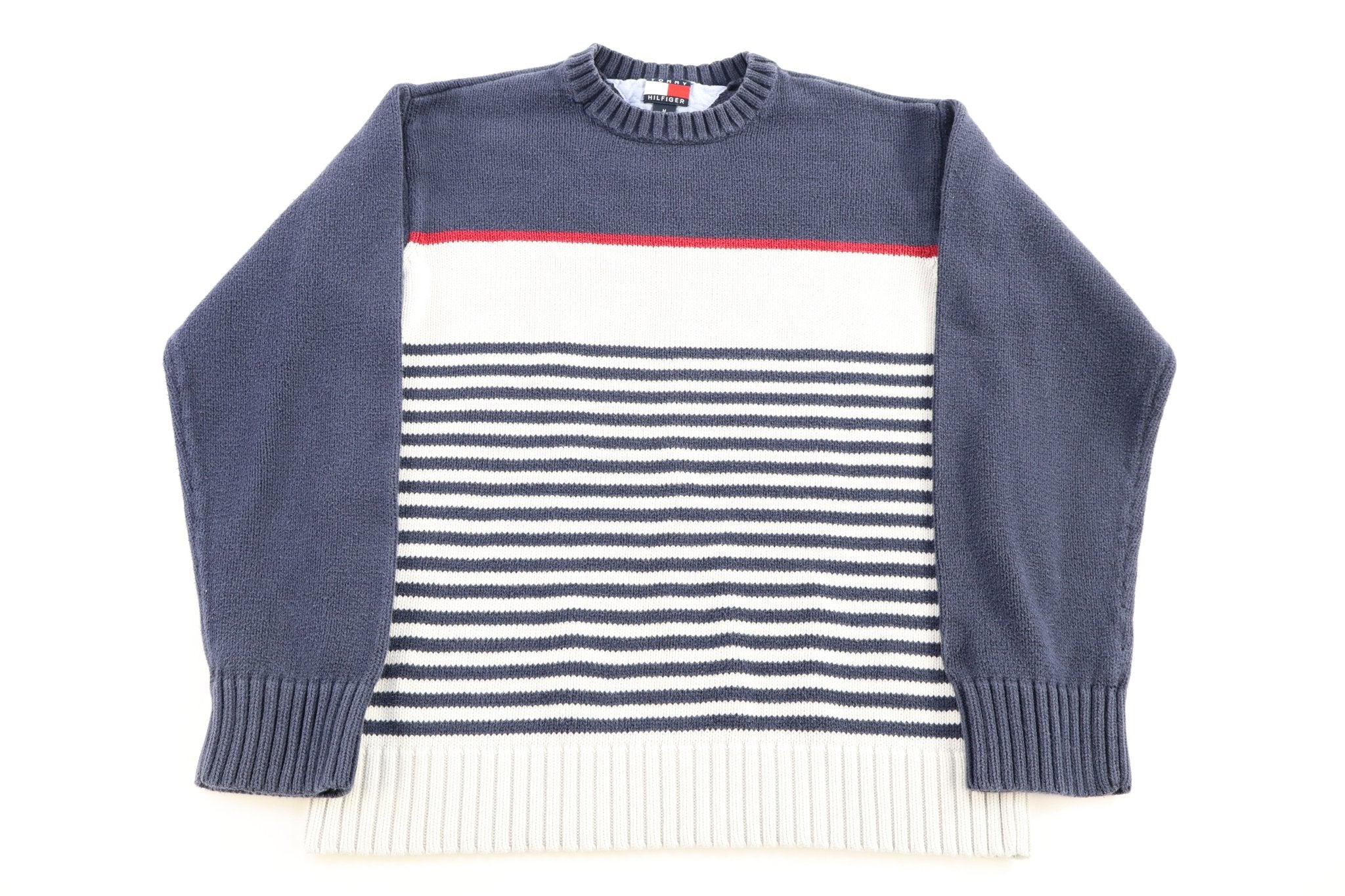 Tommy Hilfiger Embroidered Logo Striped Sweater - Sweater - Thrifted Threads