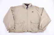 Tommy Hilfiger Embroidered Logo Tan Full Zip Jacket - Jacket - Thrifted Threads