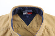 Tommy Hilfiger Embroidered Logo Tan LS Button Down - ThriftedThreads.com