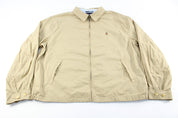 Tommy Hilfiger Embroidered Logo Tan Zip Up Jacket - ThriftedThreads.com