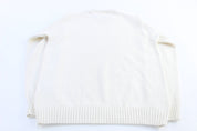 Tommy Hilfiger Embroidered Logo White Knit Sweater - ThriftedThreads.com