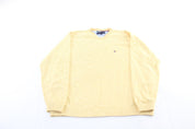 Tommy Hilfiger Embroidered Logo Yellow Sweater - ThriftedThreads.com