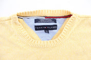 Tommy Hilfiger Embroidered Logo Yellow Sweater - ThriftedThreads.com