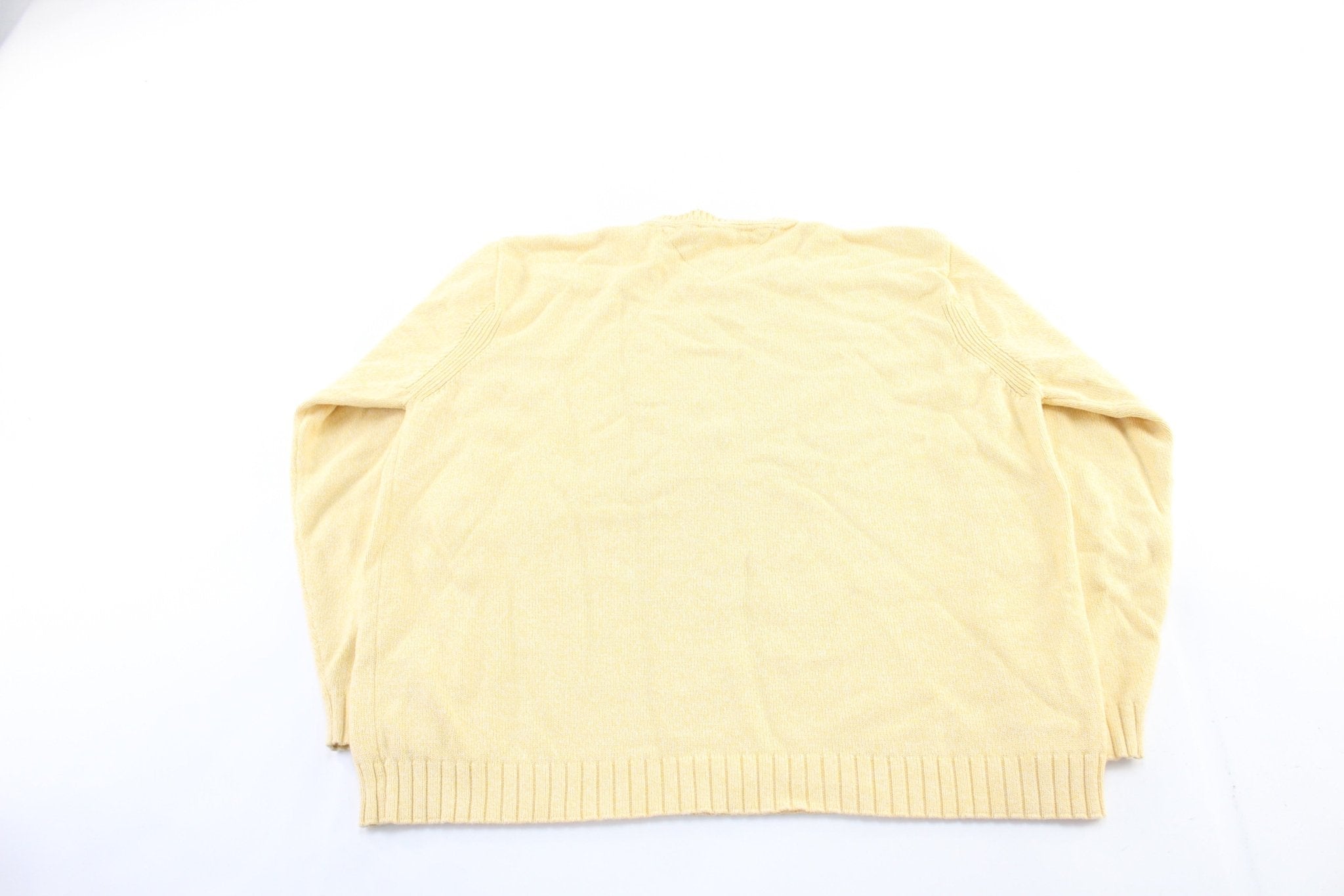 Tommy Hilfiger Embroidered Logo Yellow Sweater - ThriftedThreads.com