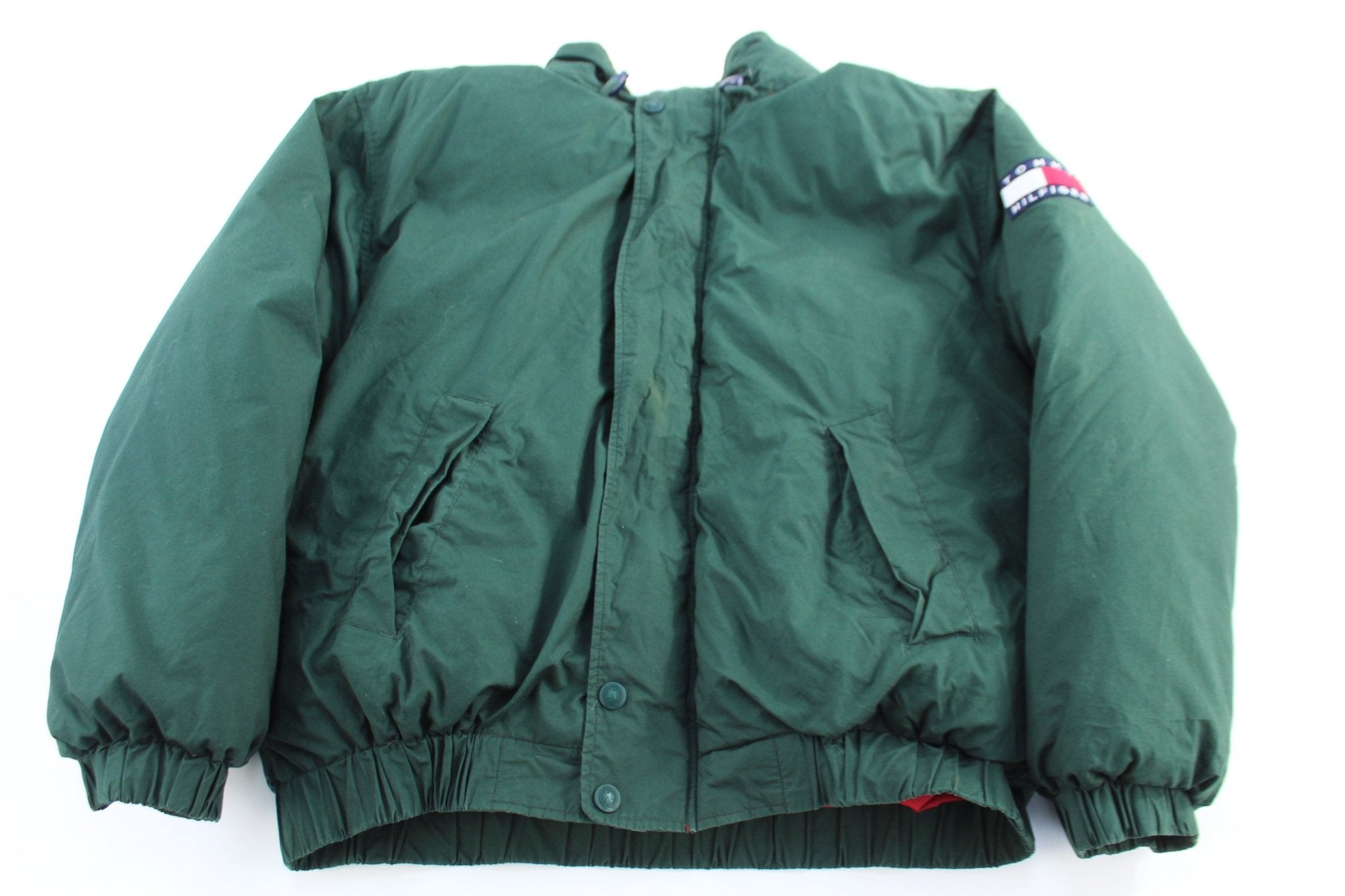 Tommy Hilfiger Embroidered Patch Full Zip Puffer Jacket - Jacket - Thrifted Threads