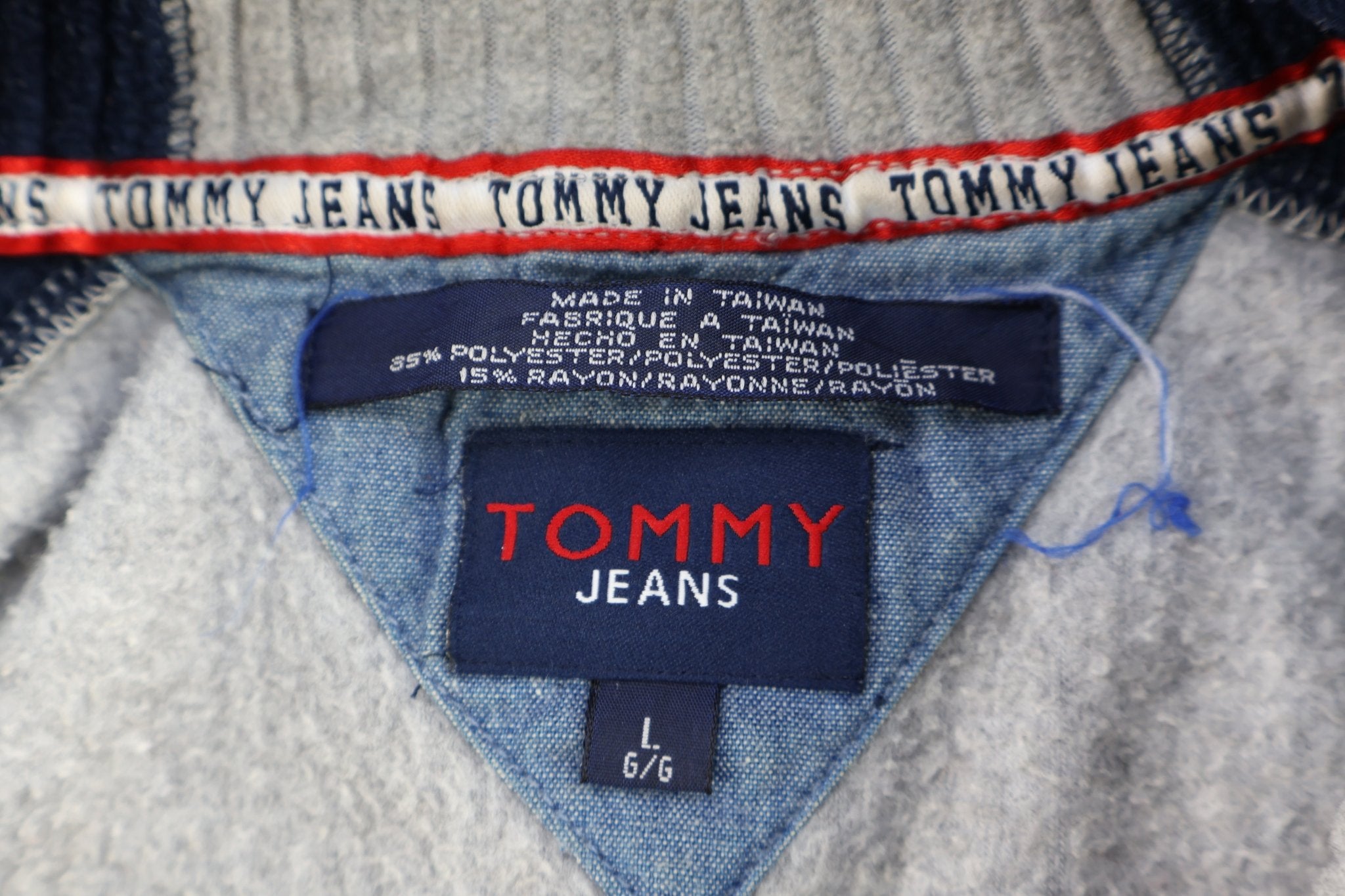 Tommy Hilfiger Jeans Grey & Blue Quarter Zip Sweater - Sweater - Thrifted Threads