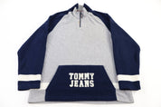 Tommy Hilfiger Jeans Grey & Blue Quarter Zip Sweater - Sweater - Thrifted Threads