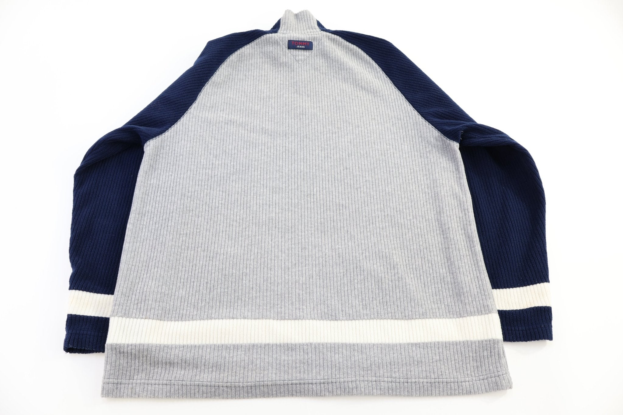 Tommy Hilfiger Jeans Grey & Blue Quarter Zip Sweater - Sweater - Thrifted Threads