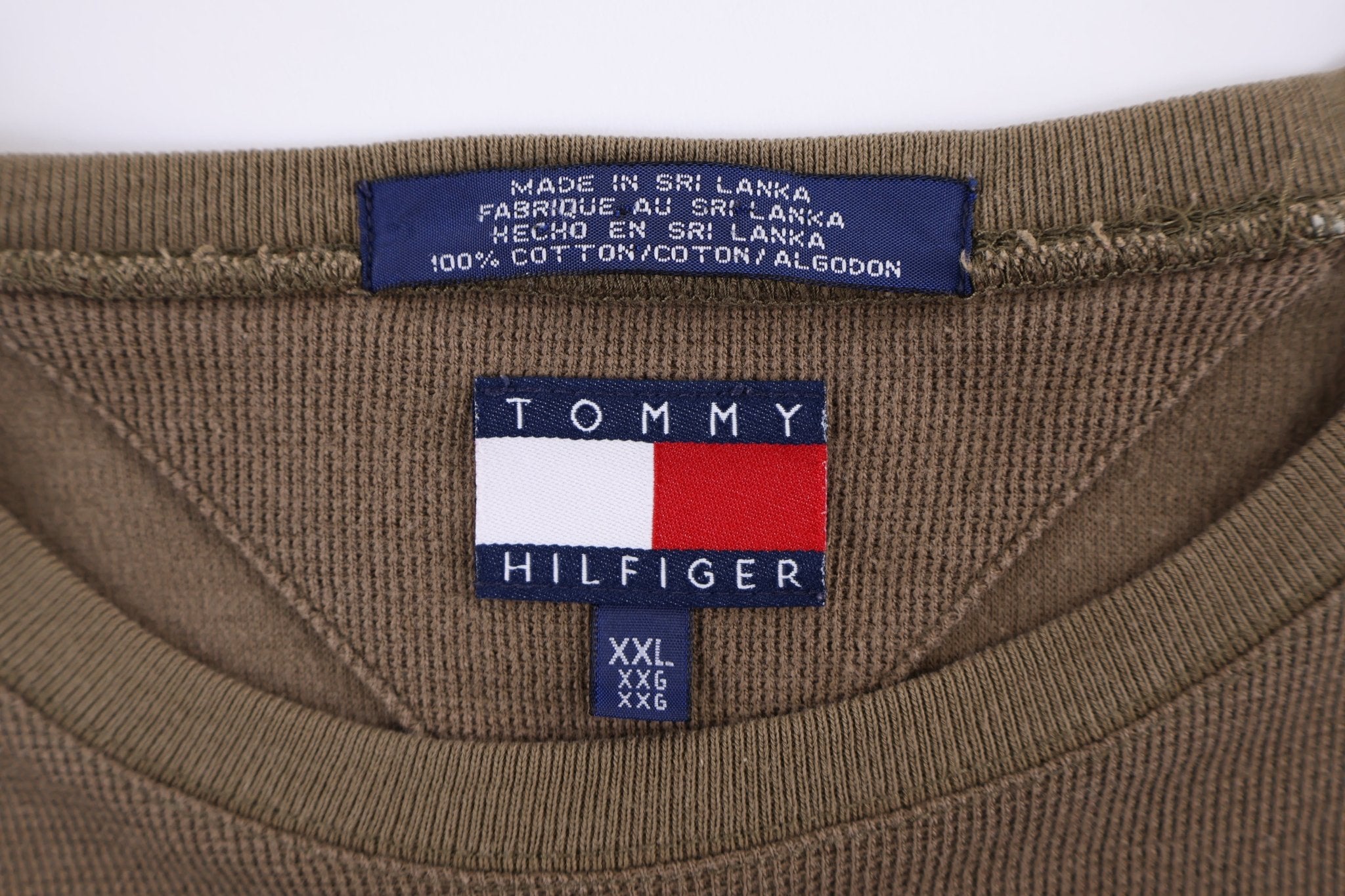 Tommy Hilfiger Khaki Waffle LS T-shirt - Shirts & Tops - Thrifted Threads