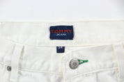 Tommy Hilfiger Logo Patch White Denim Shorts - ThriftedThreads.com