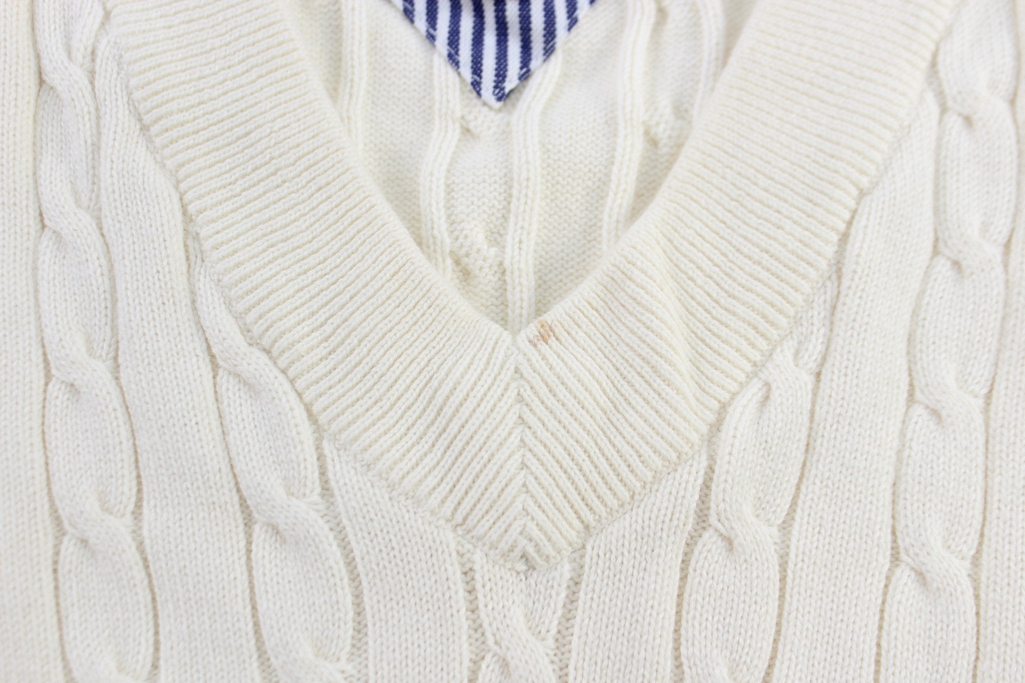 Tommy Hilfiger White Cable Knit Vest - Vest - Thrifted Threads