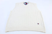 Tommy Hilfiger White Cable Knit Vest - Vest - Thrifted Threads