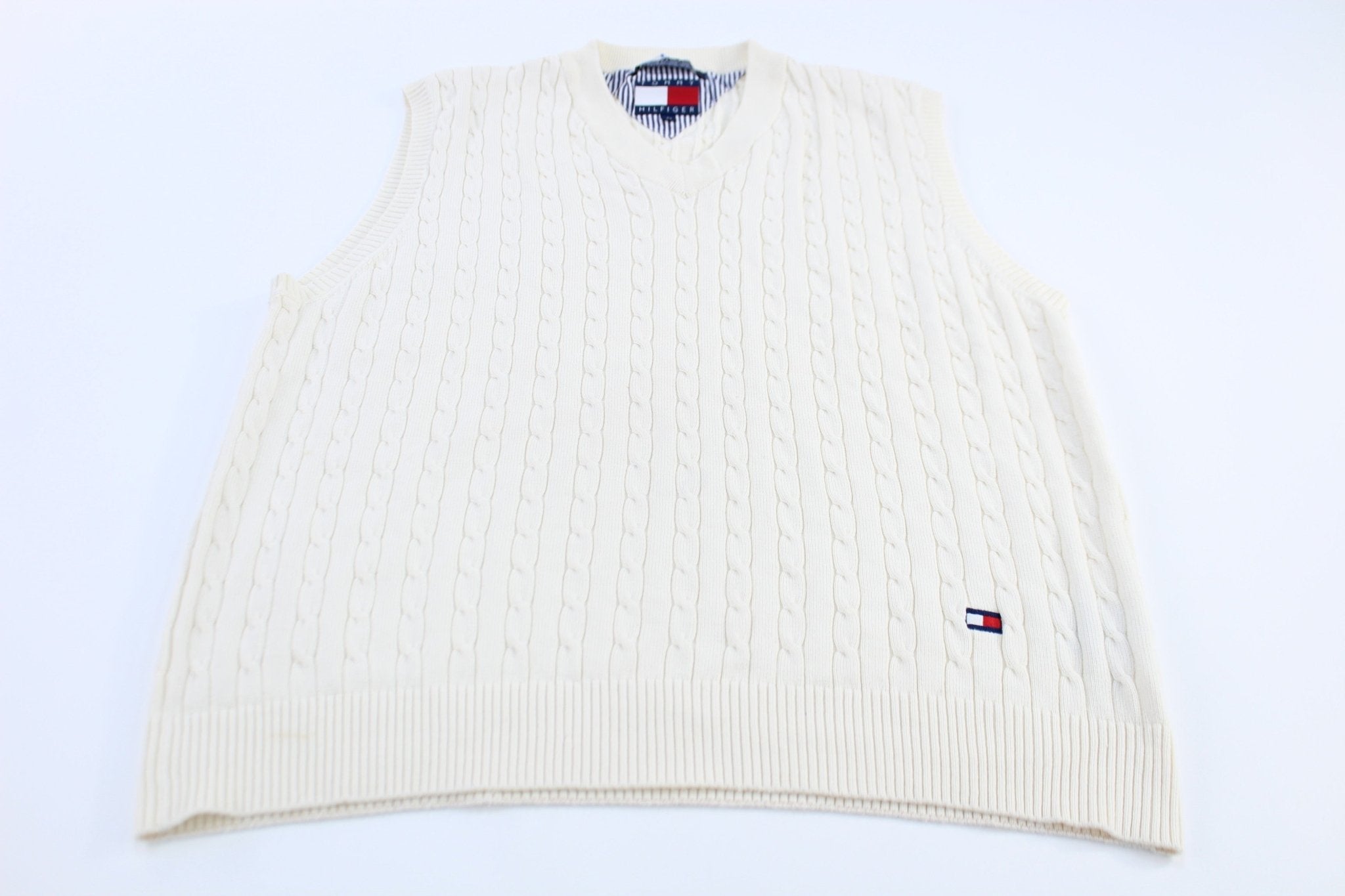 Tommy Hilfiger White Cable Knit Vest - Vest - Thrifted Threads