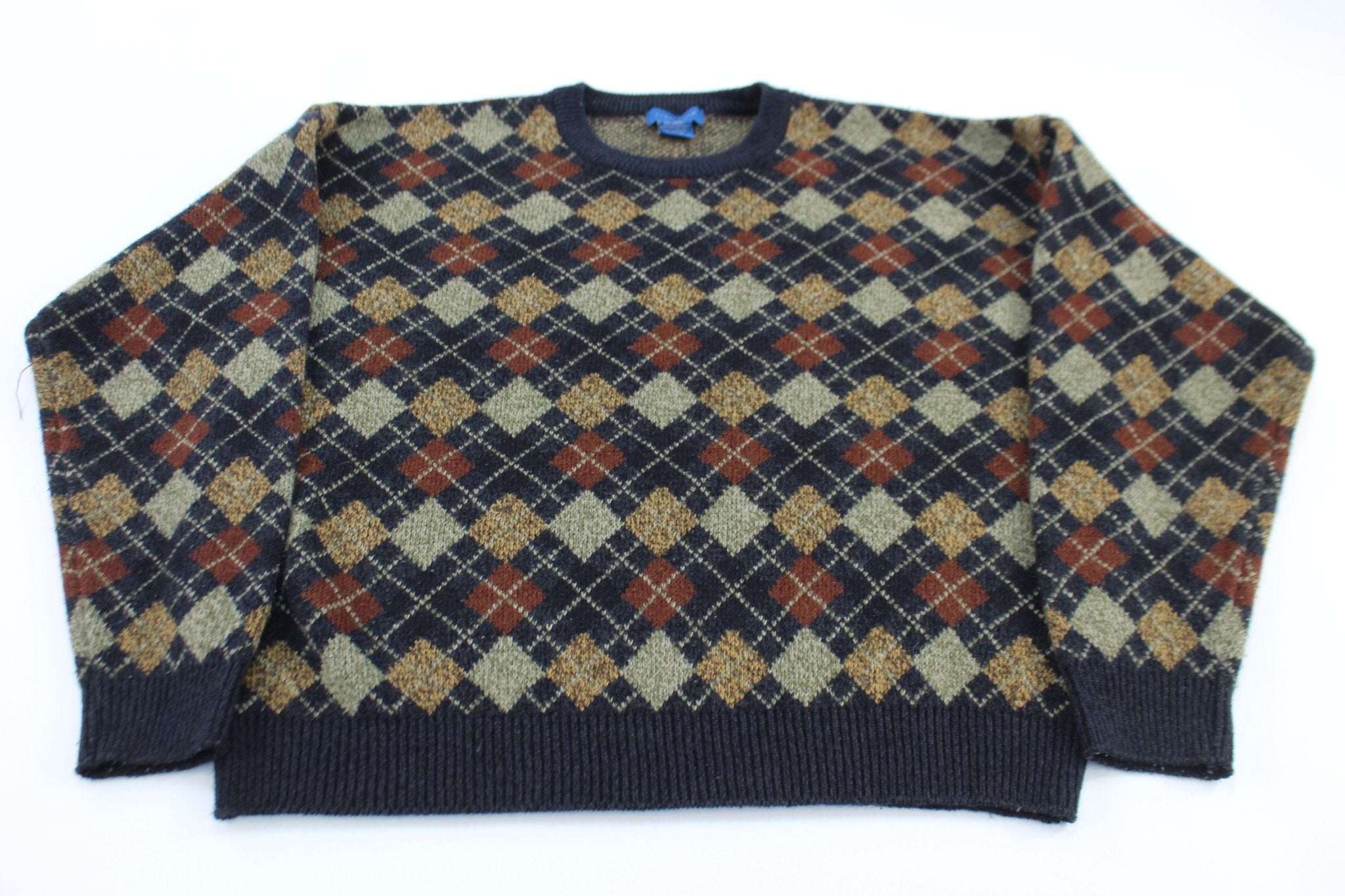 Towncraft Argyle Patterned Sweater - ThriftedThreads.com