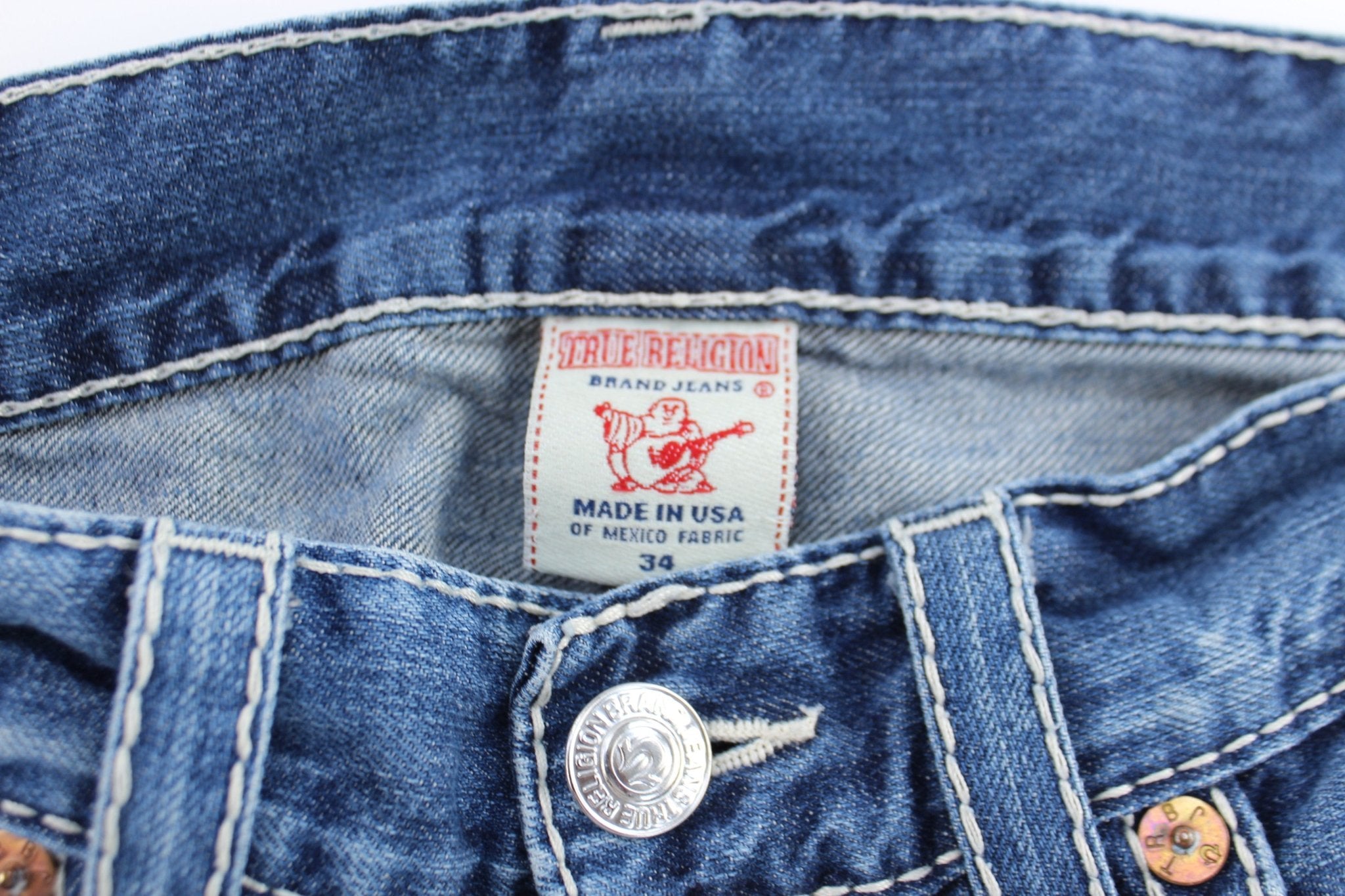 True Religion Embroidered Straight Denim Jeans - ThriftedThreads.com