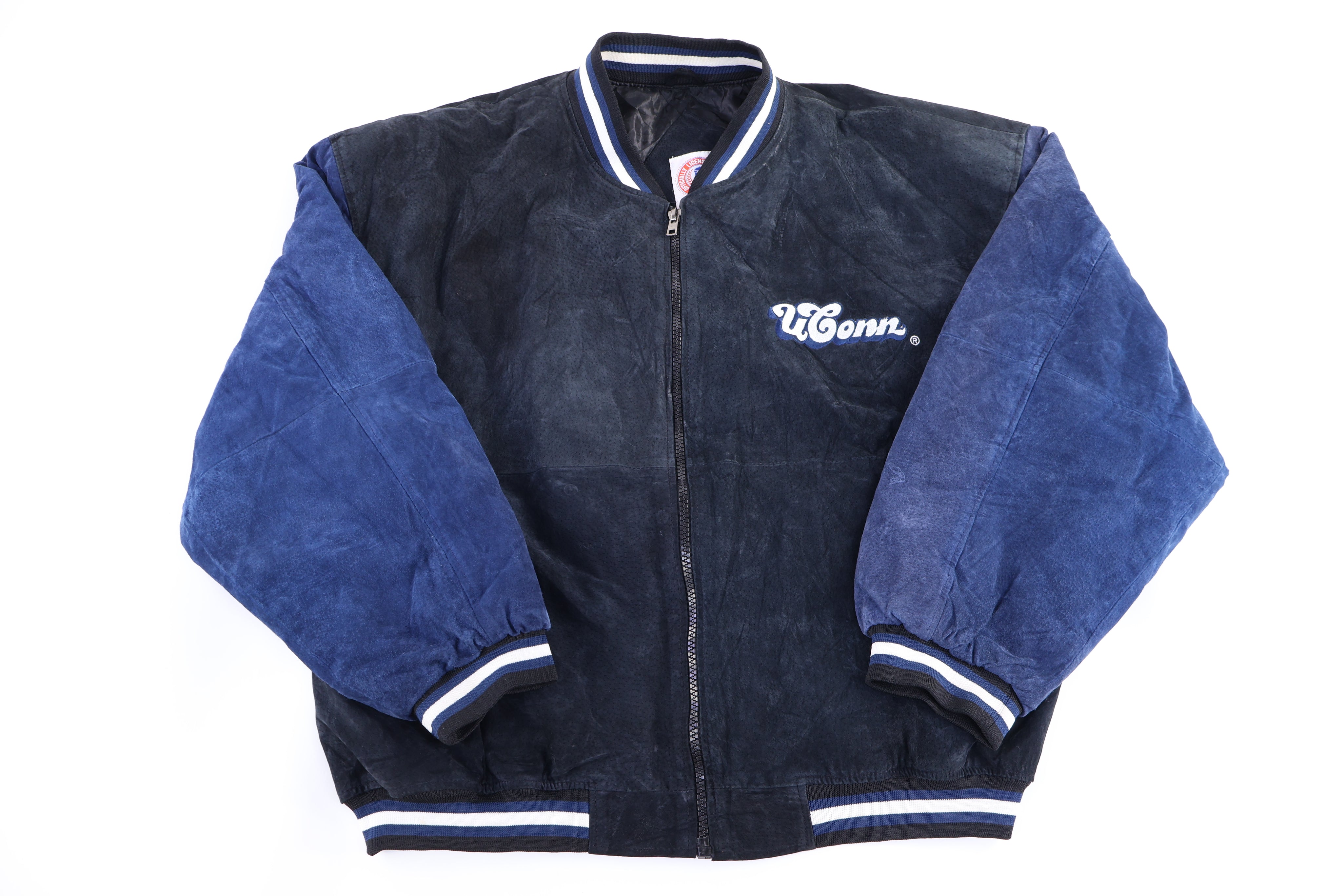 University of Connecticut Full Leather Suede Jacket - Jacket - Thrifted Threads