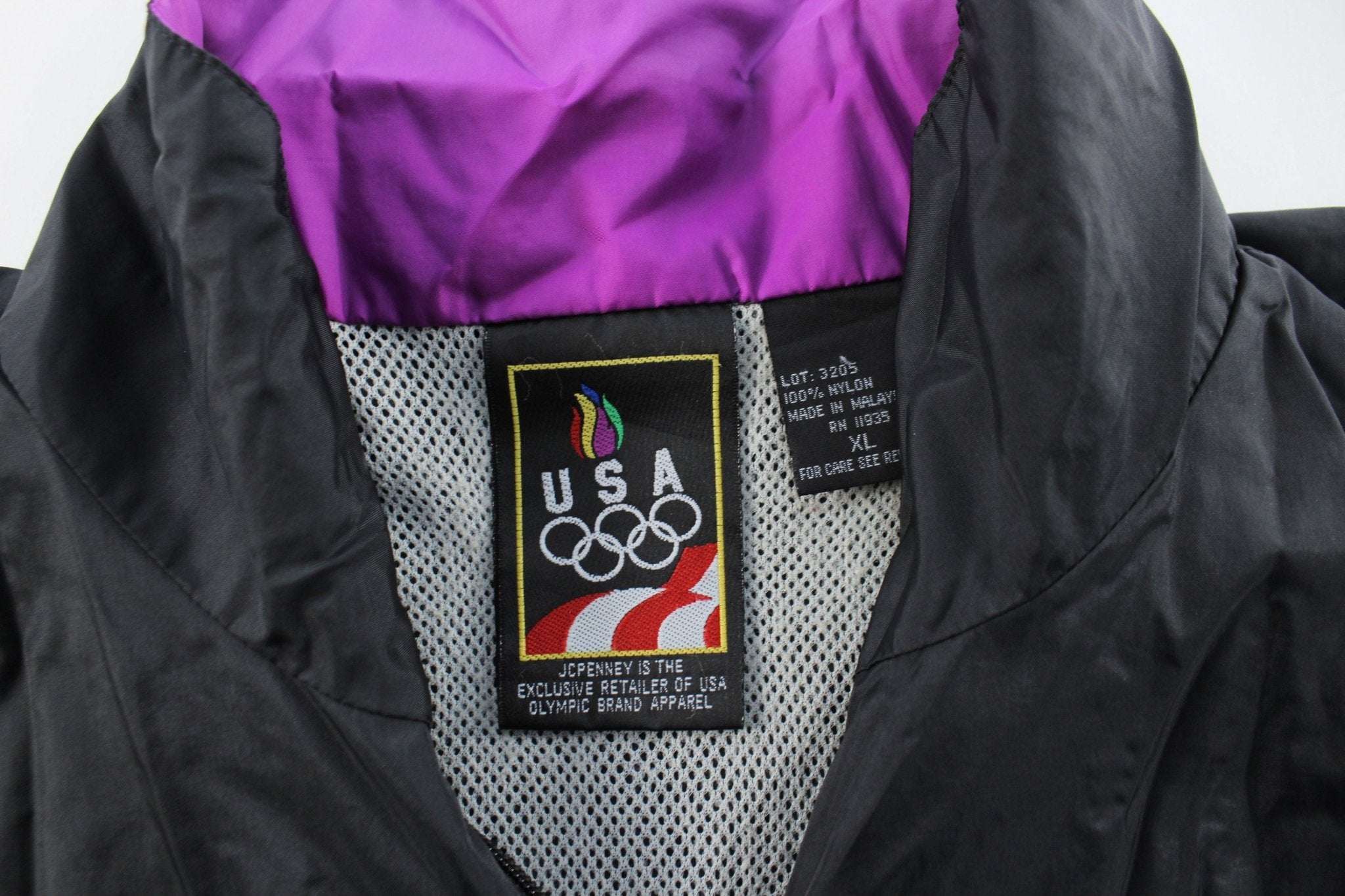 USA Olympics Embroidered Logo Black, White, & Purple Zip Up Jacket ...