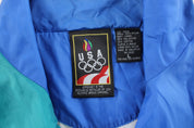USA Olympics Embroidered Logo Blue & Teal Zip Up Jacket - ThriftedThreads.com