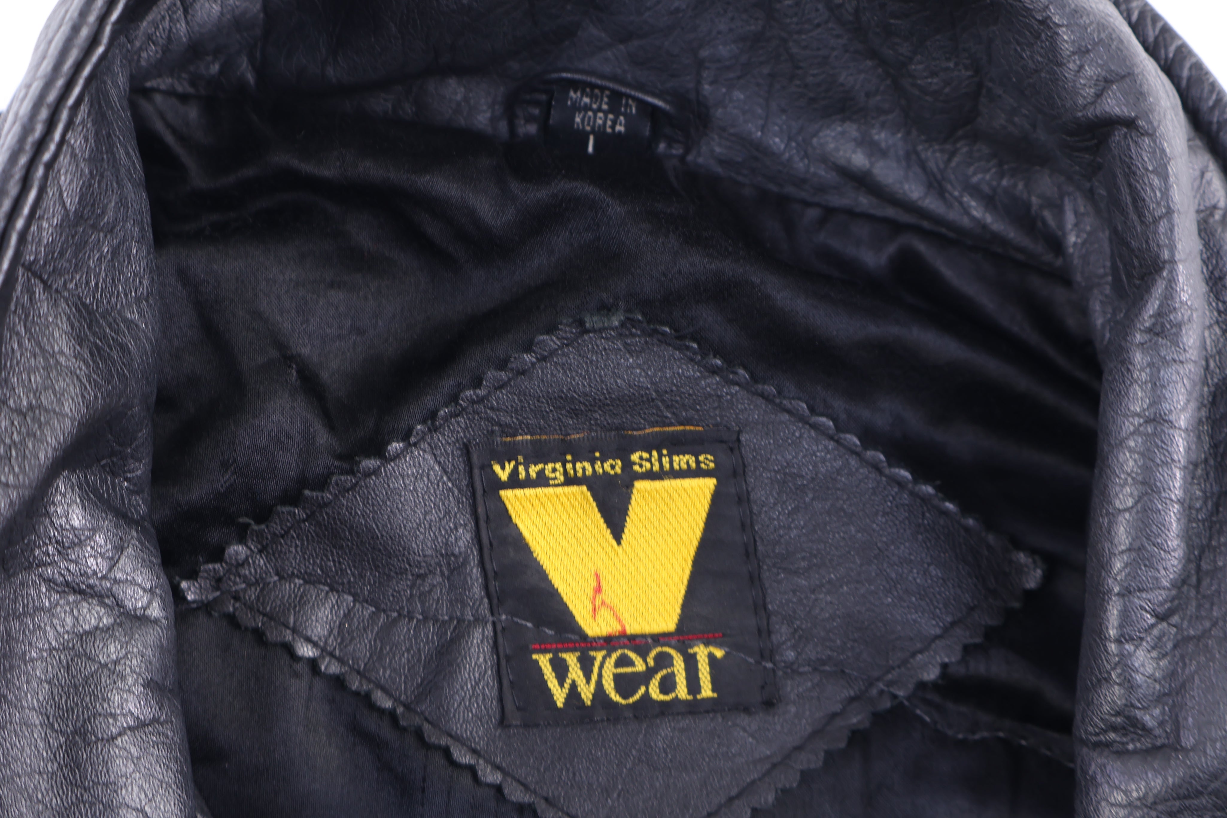 V Wear Black Leather Full Zip Jacket - Jacket - Thrifted Threads