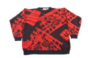 Vanderbilt Black & Red Acrylic Patterned Sweater - ThriftedThreads.com