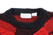 Vanderbilt Black & Red Acrylic Patterned Sweater - ThriftedThreads.com