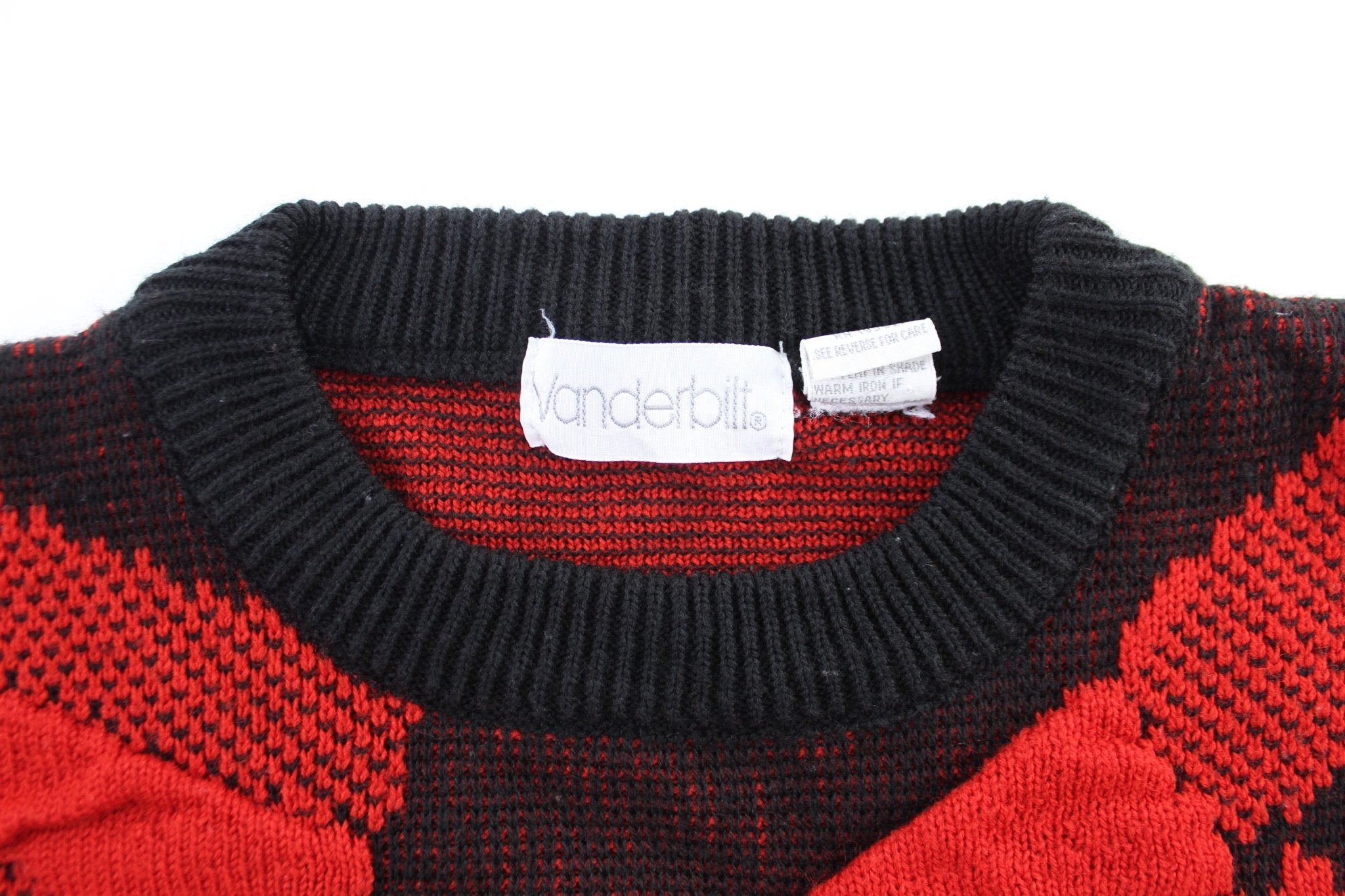 Vanderbilt Black & Red Acrylic Patterned Sweater - ThriftedThreads.com