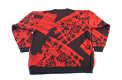 Vanderbilt Black & Red Acrylic Patterned Sweater - ThriftedThreads.com