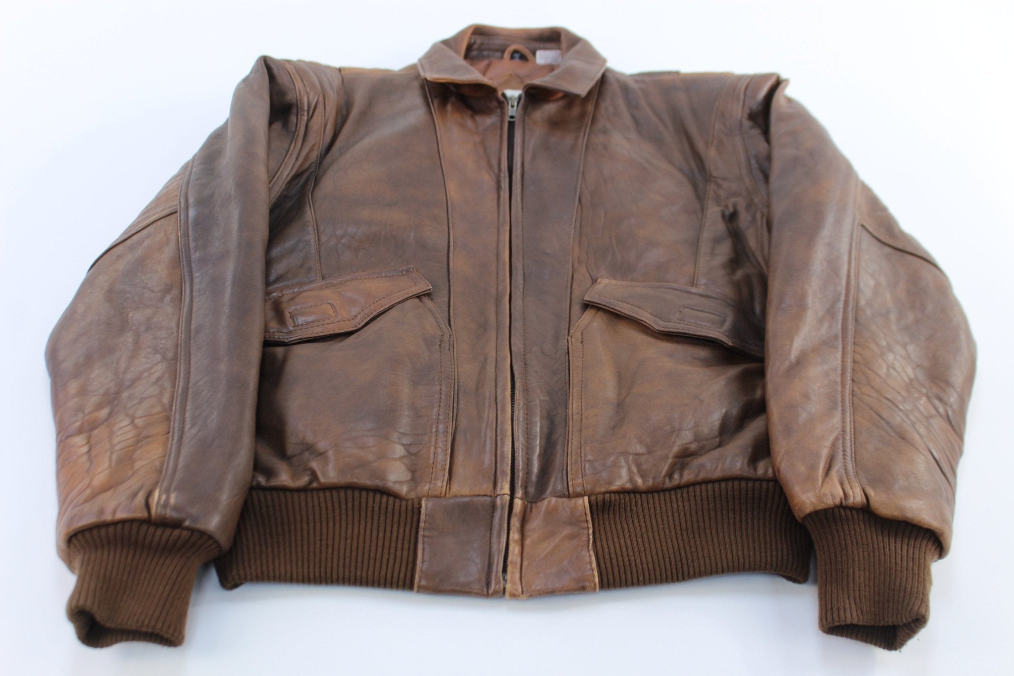 Vintage Adam Spencer Brown Leather Zip Up Jacket - ThriftedThreads.com