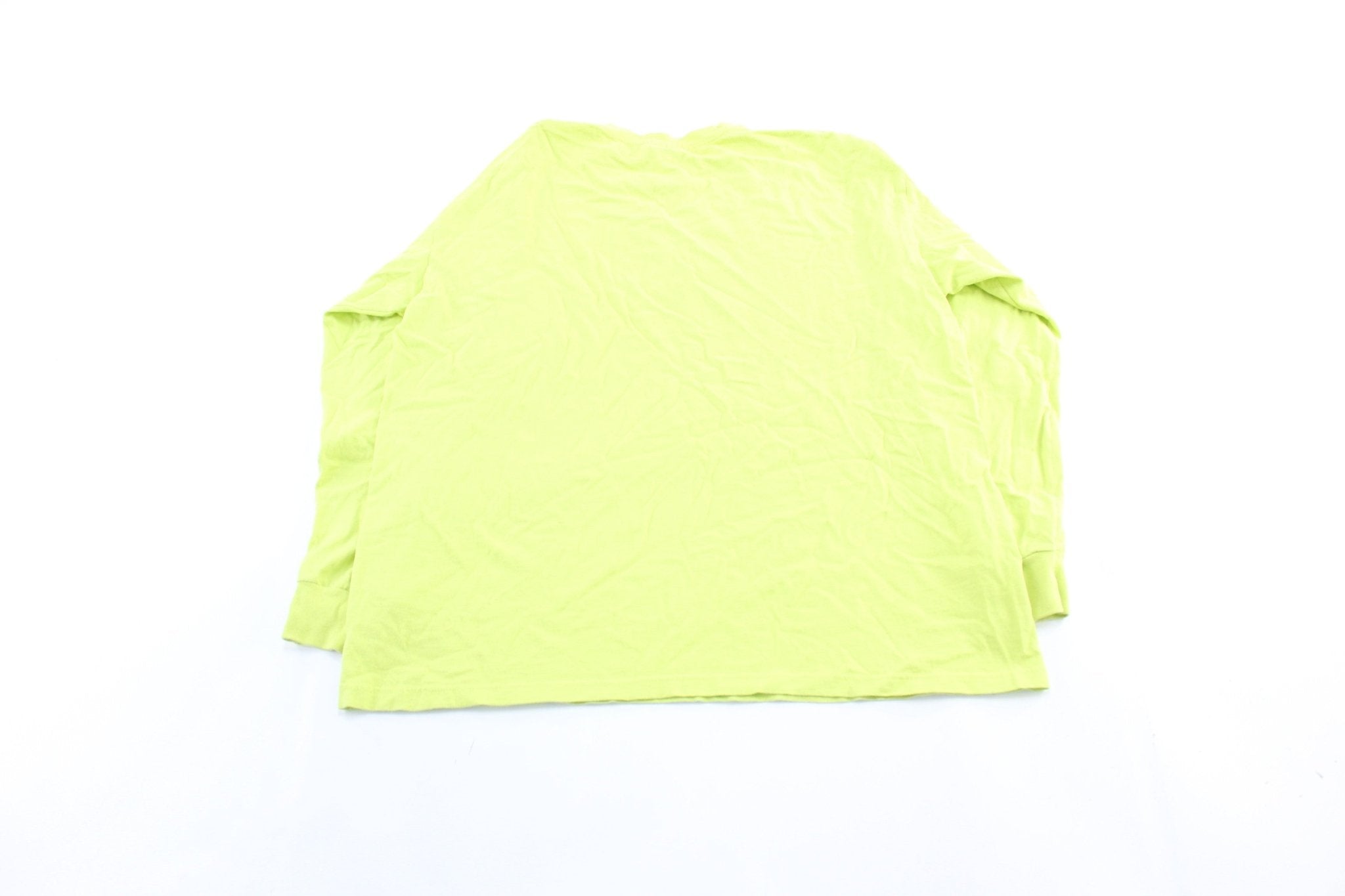 Vintage Adidas Athletic Department Neon & Black Striped LS T-Shirt - ThriftedThreads.com
