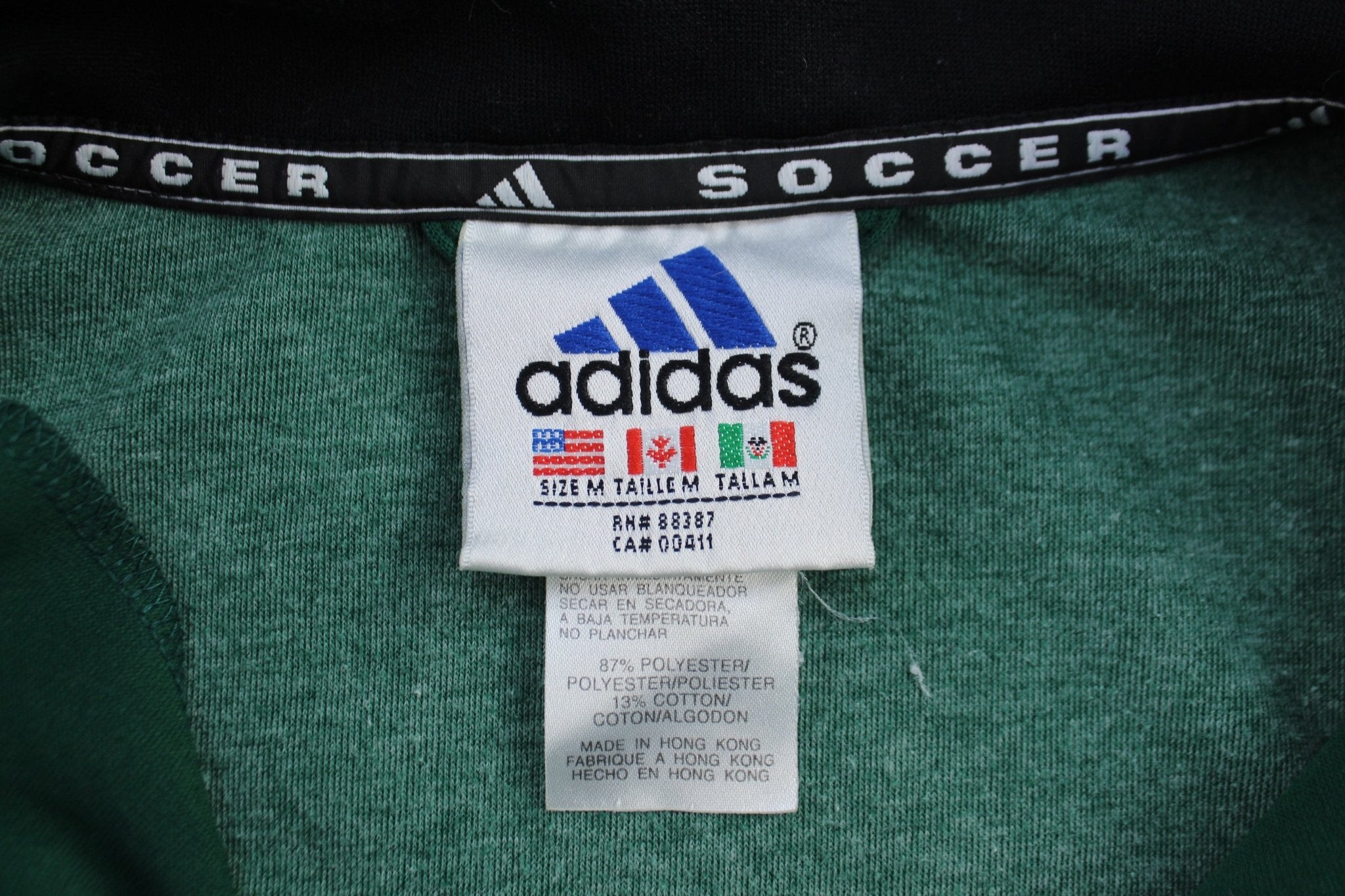 Vintage Adidas Embroidered Logo Black, Green & White Track Jacket - ThriftedThreads.com