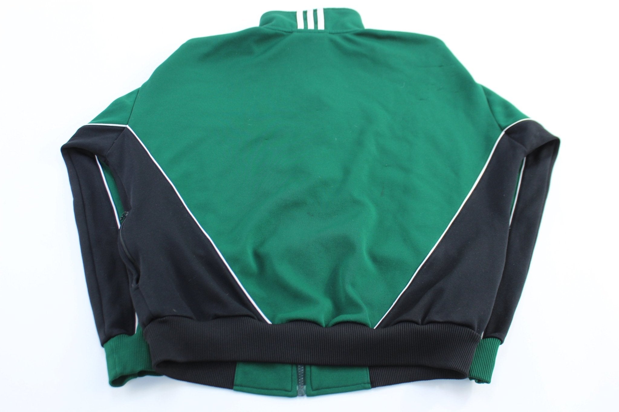 Vintage Adidas Embroidered Logo Black, Green & White Track Jacket - ThriftedThreads.com