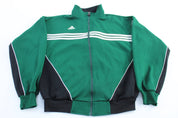 Vintage Adidas Embroidered Logo Black, Green & White Track Jacket - ThriftedThreads.com