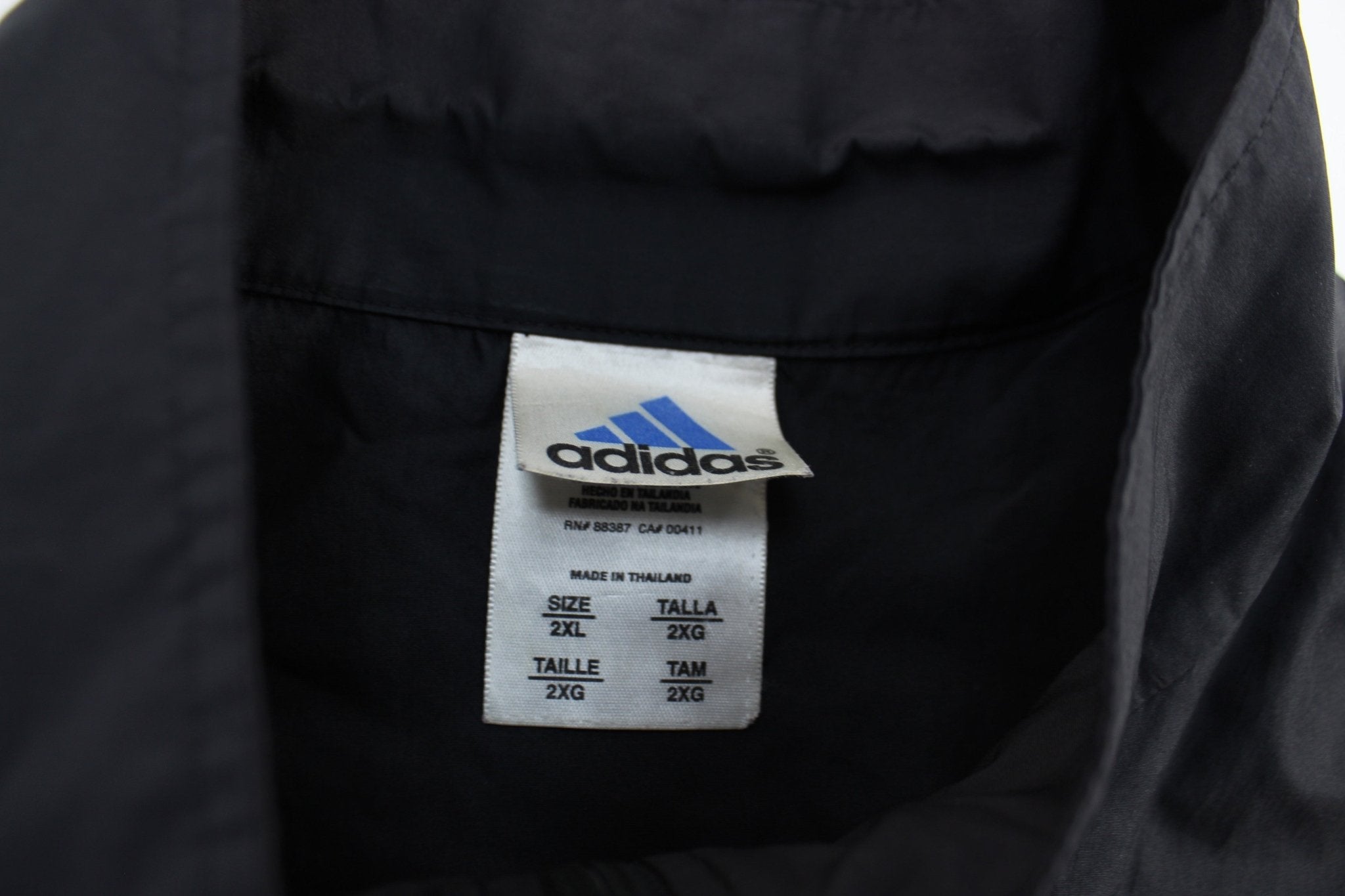 Vintage Adidas Embroidered Logo Black Zip Up Jacket - ThriftedThreads.com